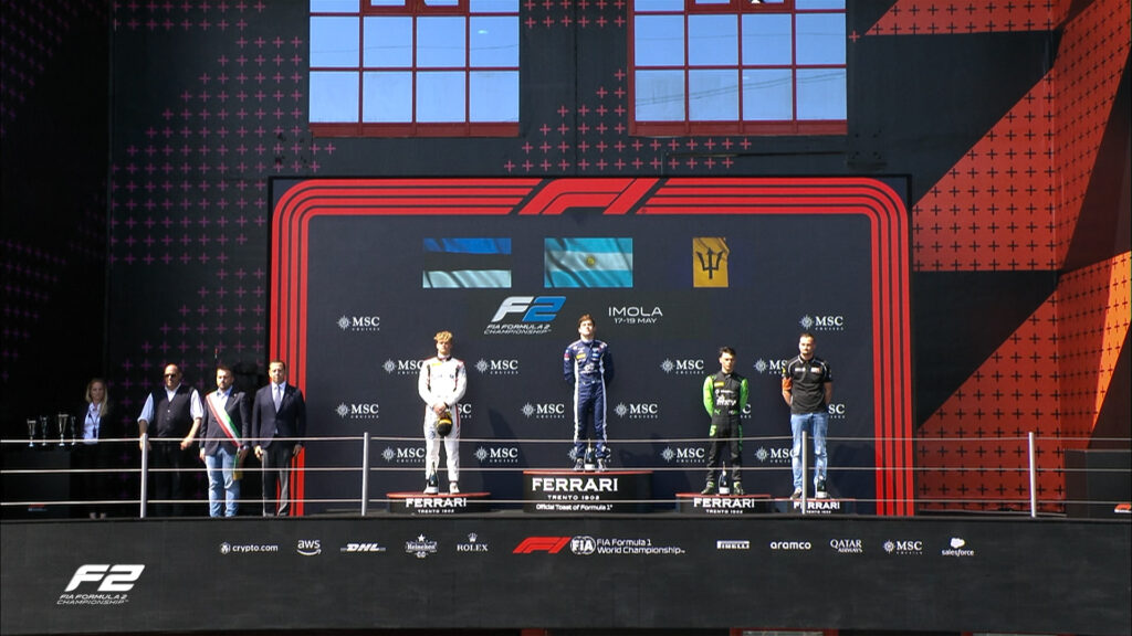 Franco Colapinto ganó su primera carrera de Fórmula 2 en Imola 
