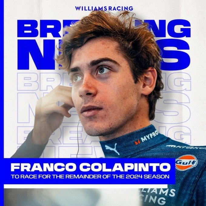 Franco Colapinto es piloto de Williams por el resto de la temporada de la F1