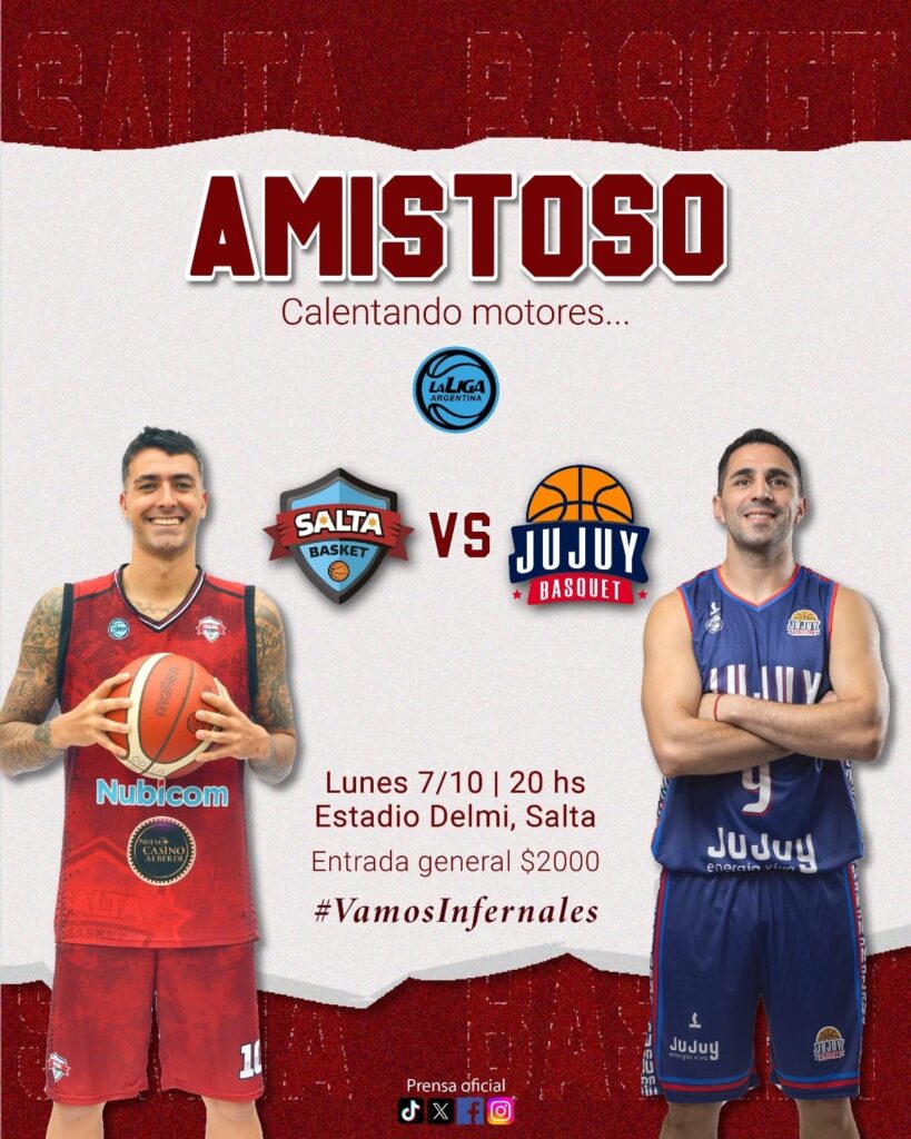 Salta Basket recibe a Jujuy Básquet en el Estadio Delmi para el segundo choque amistoso