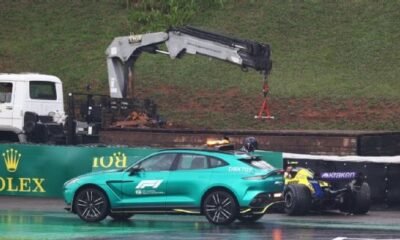 Colapinto choca en la S de Senna y sufre un golpe al corazón en Interlagos