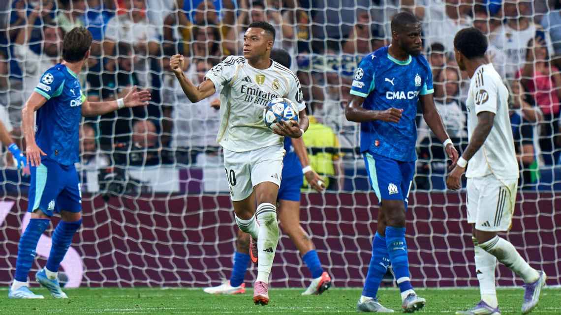 Con dos penales convertidos por Kylian Mbappé, el Real Madrid venció al Marsella 2-1 en el Bernabéu y arrancó la fase liga Champions League con sufrimiento y eficacia.