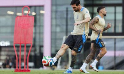 Messi se une al entrenamiento de Argentina para el amistoso contra Puerto Rico tras su doblete con Inter Miami.