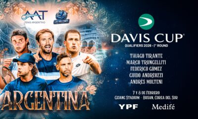 Garín, Tirante, Buse y Reis da Silva encabezan a Latinoamérica en la primera ronda de la Copa Davis 2026, que se jugará en febrero.