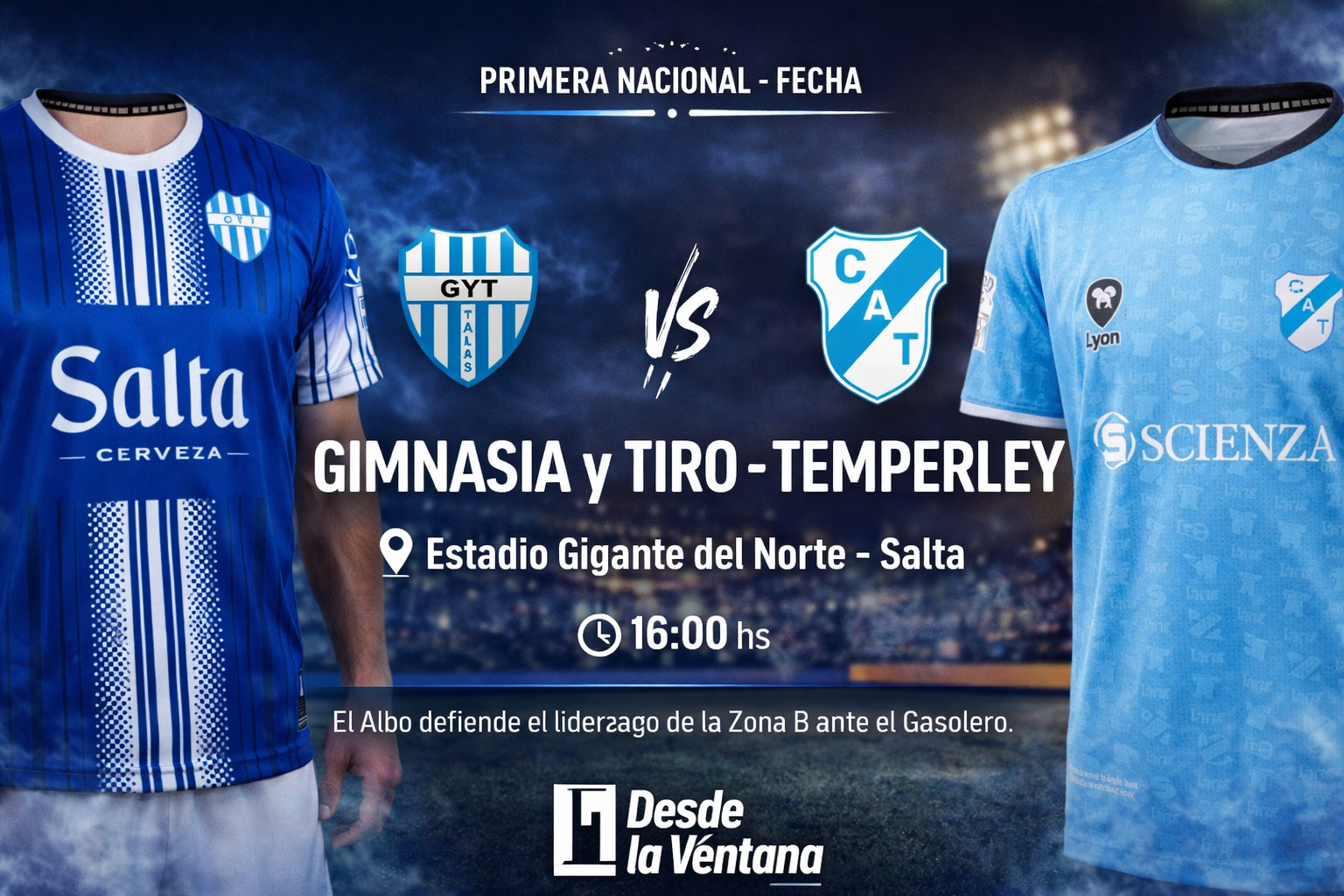 Gimnasia y Tiro recibe a Temperley en el Gigante del Norte. El Albo llega con puntaje ideal y busca extender su gran racha.