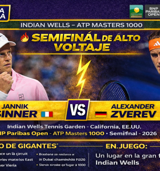 Sinner y Zverev se enfrentan en la semifinal de Indian Wells. El italiano domina el historial reciente y busca otra final del Masters 1000.