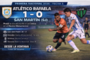 Atlético Rafaela venció 1-0 a San Martín de San Juan con gol de Protti y sumó su segundo triunfo consecutivo en la Primera Nacional.
