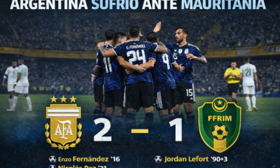 Argentina venció 2-1 a Mauritania en La Bombonera, pero dejó una imagen preocupante en su preparación para el Mundial 2026.
