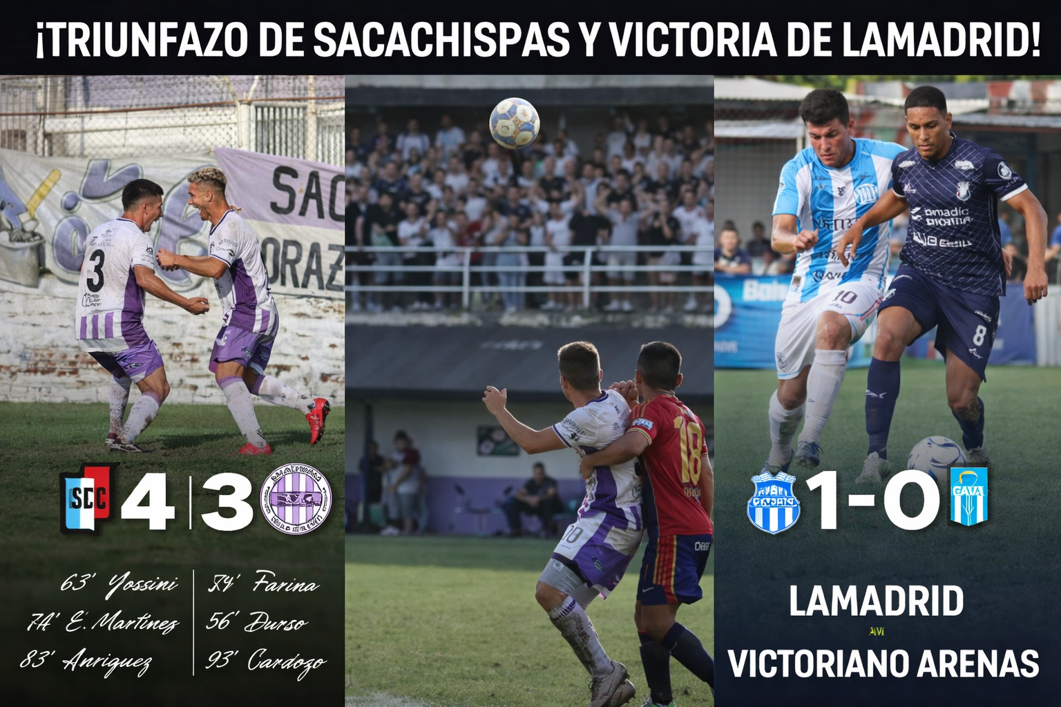 Sacachispas volvió al triunfo con un agónico 4-3 ante Deportivo Español y General Lamadrid venció 1-0 a Victoriano Arenas en una nueva jornada de la Primera C.