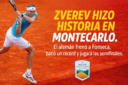 Alexander Zverev venció a Joao Fonseca, alcanzó las semifinales de Montecarlo 2026 y superó un récord histórico en Masters 1000 sobre polvo de ladrillo.