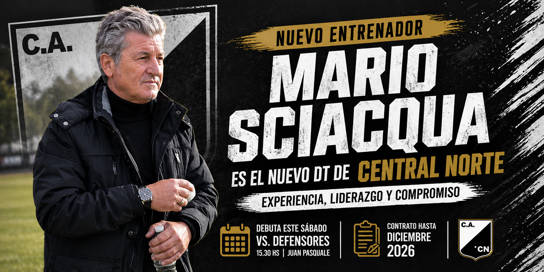 Mario Sciacqua fue elegido como nuevo entrenador de Central Norte. El DT llega con experiencia, contrato hasta diciembre de 2026