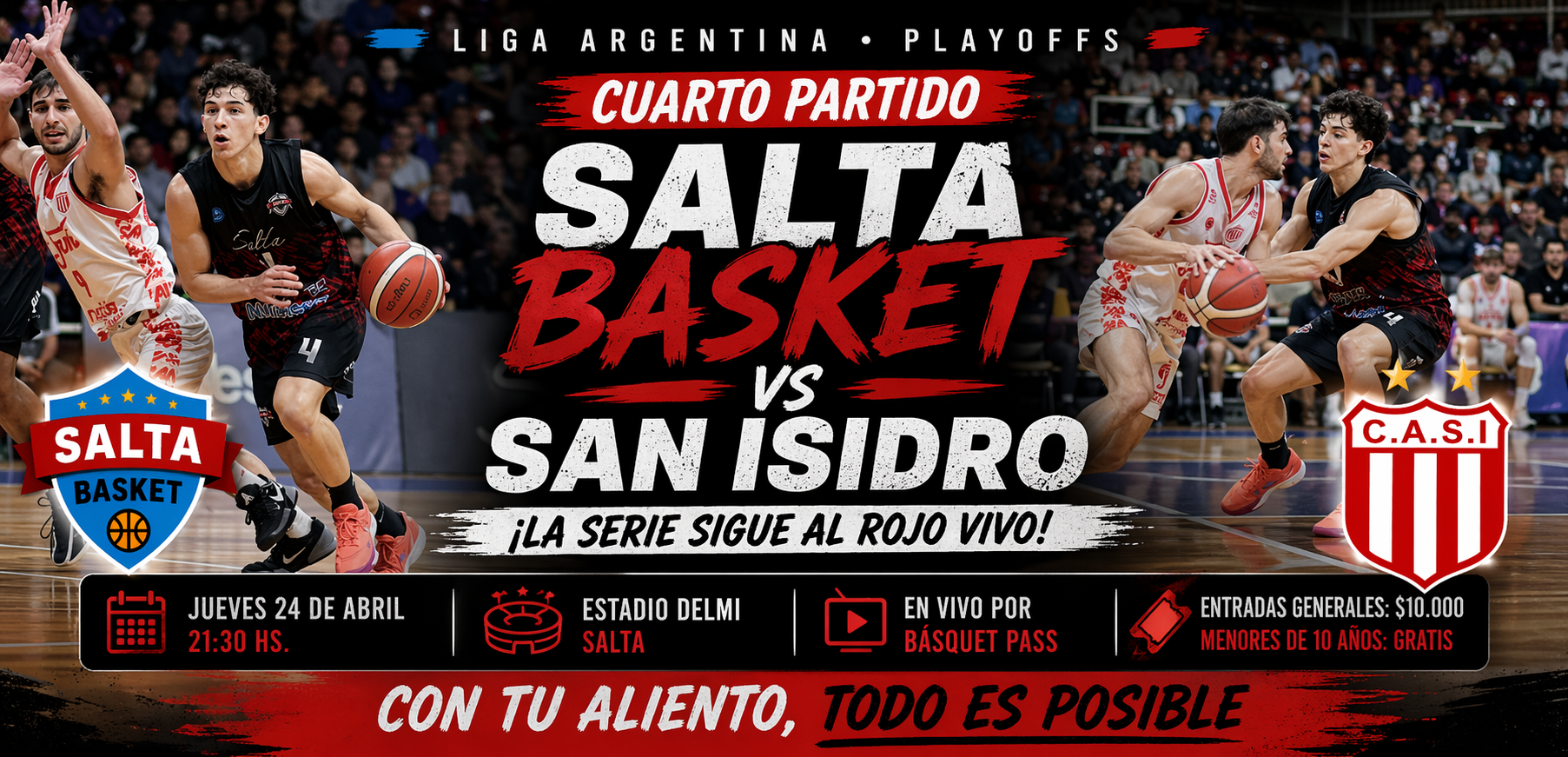 Salta Basket recibe esta noche a San Isidro en el cuarto partido de la serie de octavos de final de la Liga Argentina. Análisis completo