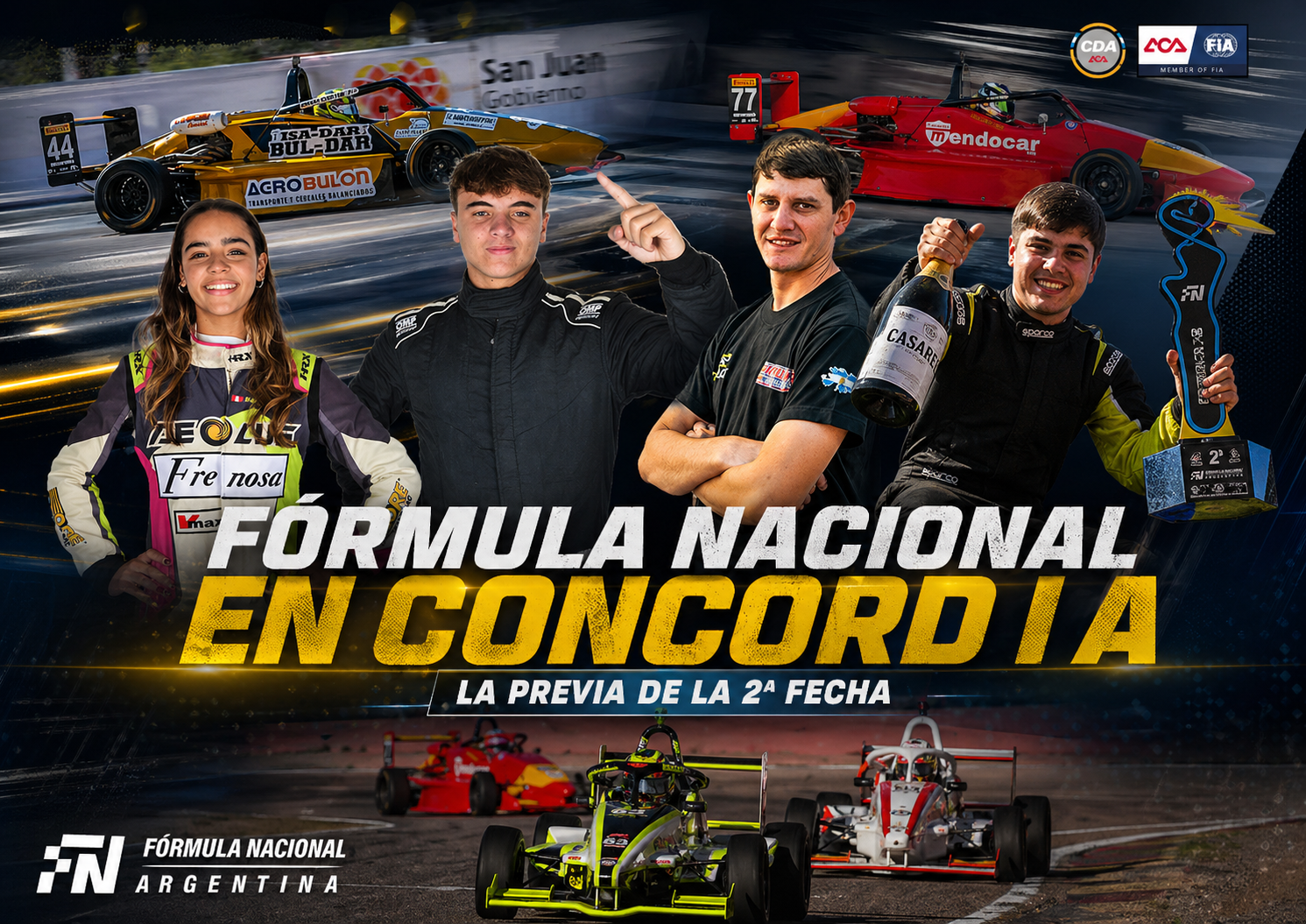 La Fórmula Nacional disputará su segunda fecha en Concordia junto al TC2000 y Top Race. Daniella Oré y Bautista Faccioli regresan