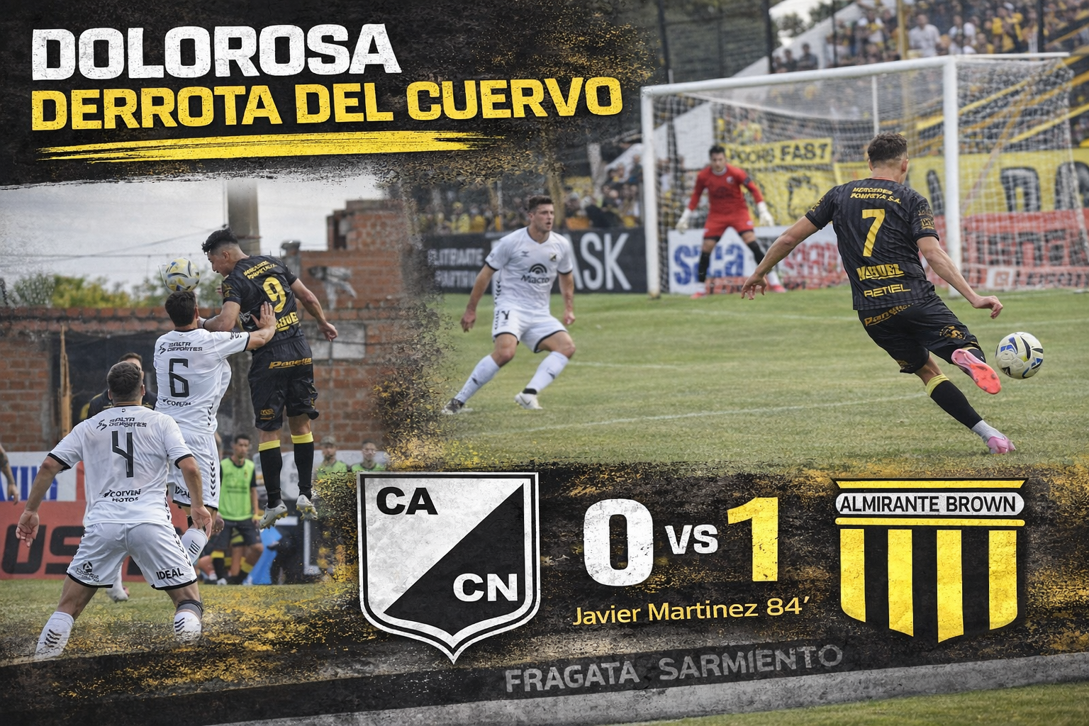 Central Norte perdió 1-0 ante Almirante Brown en Isidro Casanova por la fecha 10 de la Primera Nacional. Javier Martínez sobre el final