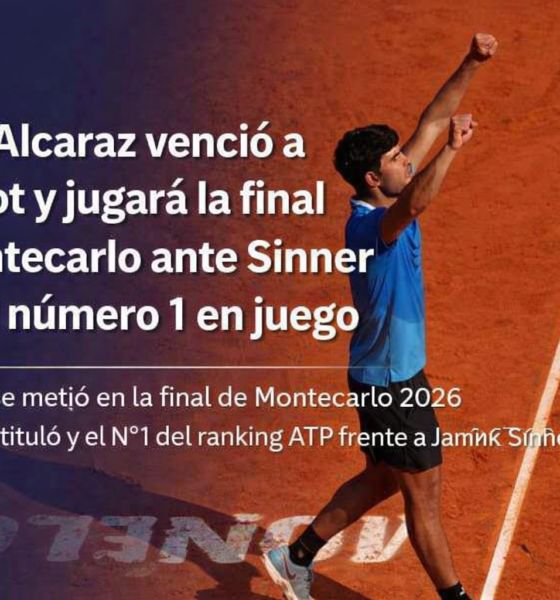 Alcaraz derrotó a Vacherot y avanzó a la final de Montecarlo 2026, donde enfrentará a Jannik Sinner con el título y el N°1 en juego.