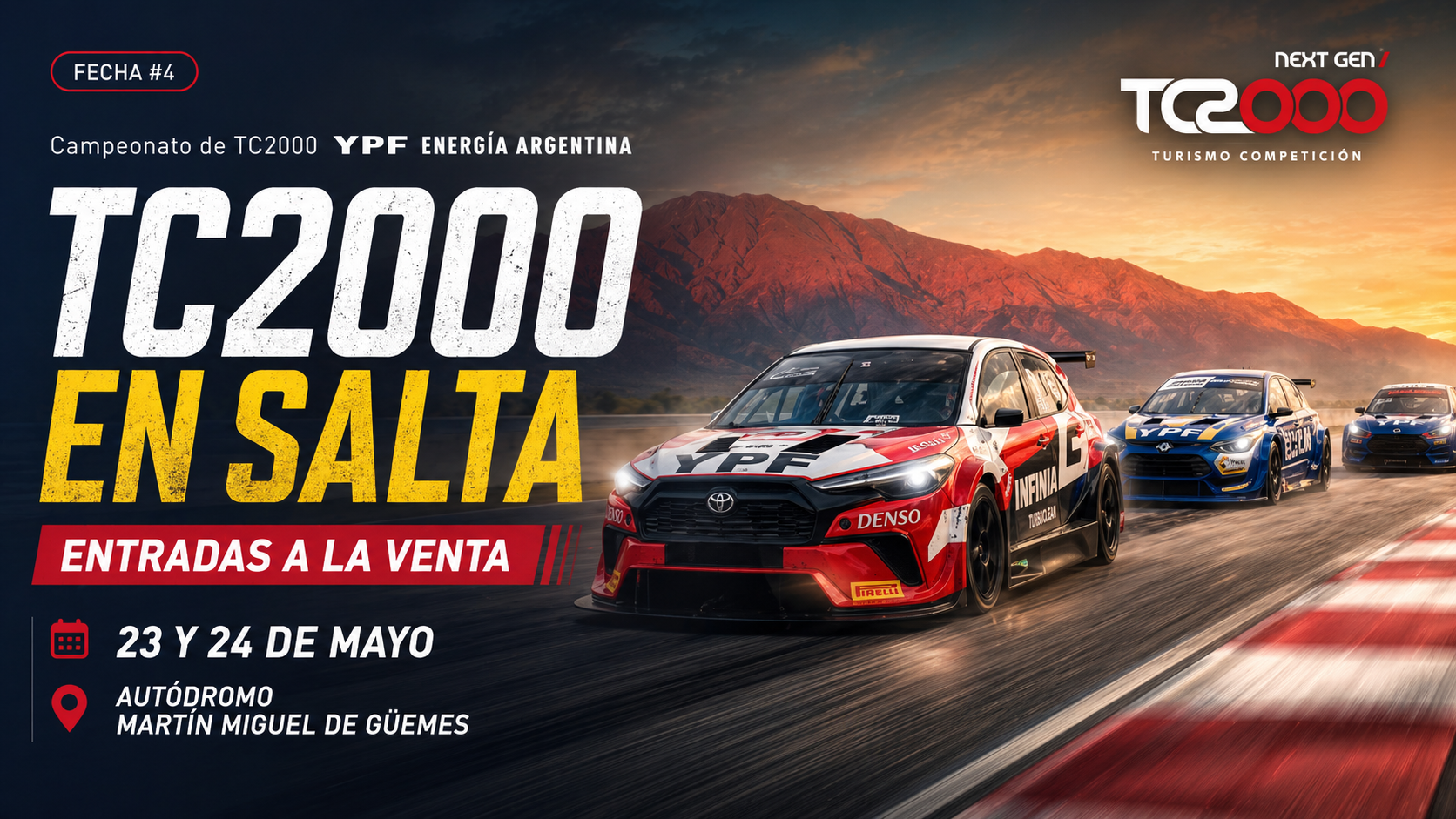 Ya comenzó la venta de entradas para el TC2000 en Salta. La cuarta fecha será el 23 y 24 de mayo en el Autódromo Martín Miguel de Güemes
