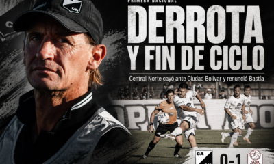 Central Norte perdió 1-0 ante Ciudad de Bolívar en Salta, quedó en zona de descenso y Adrián Bastía renunció como técnico.