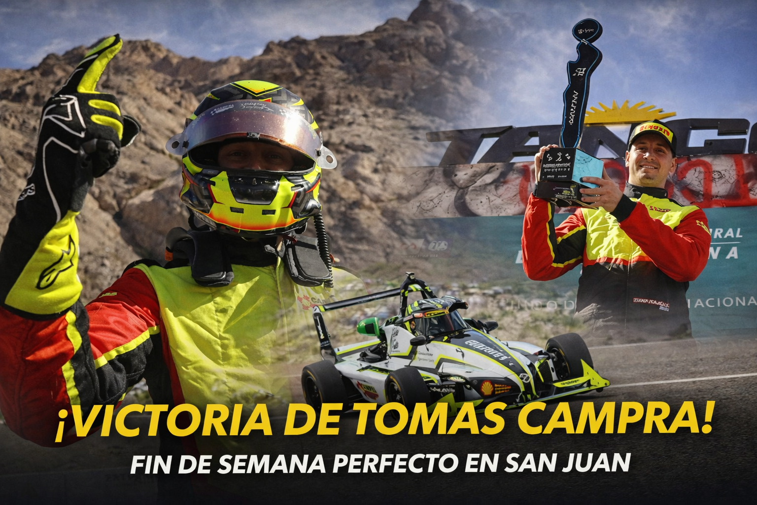 Tomás Campra ganó la carrera de Fórmula Nacional en San Juan, cerró un fin de semana perfecto en El Zonda y quedó como líder del campeonato 2026.