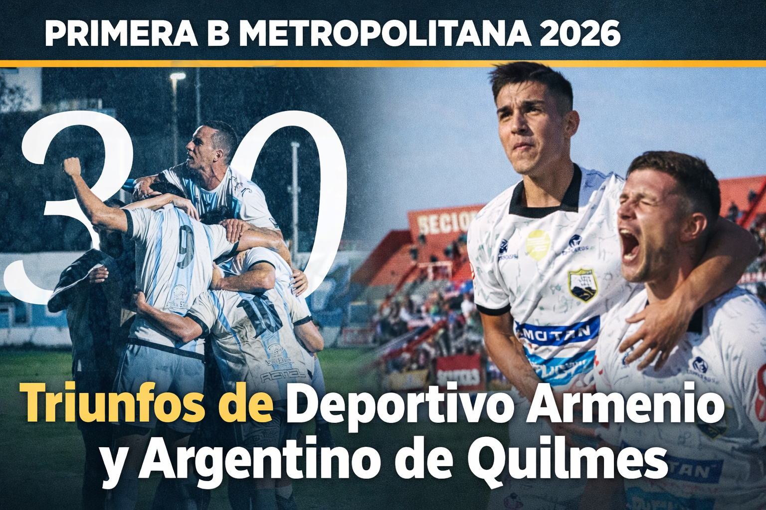Deportivo Armenio venció a Liniers y Argentino de Quilmes goleó a San Martín de Burzaco en la fecha 11 de la Primera B Metropolitana 2026.