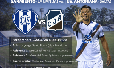 Juventud Antoniana visita a Sarmiento de La Banda por la fecha 4 del Federal A 2026: cómo llegan, posibles cambios y claves del partido.