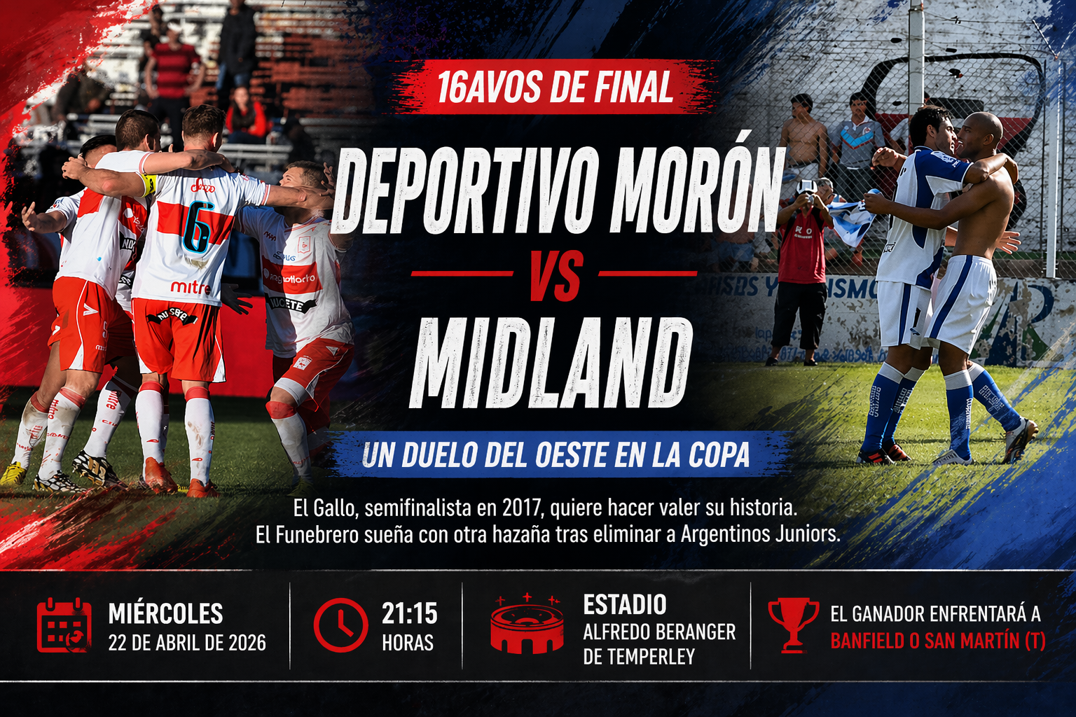 Deportivo Morón y Midland juegan por los 16avos de final de la Copa Argentina 2026. Hora, formaciones, antecedentes y previa completa
