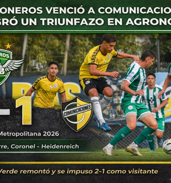 Camioneros derrotó 2-1 a Comunicaciones como visitante por la fecha 11 de la Primera B Metropolitana 2026. Aguirre y Coronel marcaron