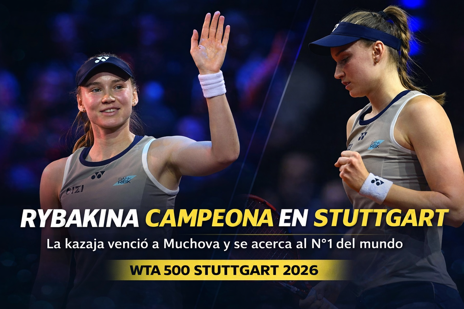 Elena Rybakina derrotó a Karolina Muchova, se consagró campeona del WTA 500 de Stuttgart 2026 y quedó más cerca de Aryna Sabalenka