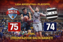 Salta Basket venció 75-74 a Estudiantes de Tucumán en suplementario, ganó la serie y avanzó en los playoffs de la Liga Argentina.