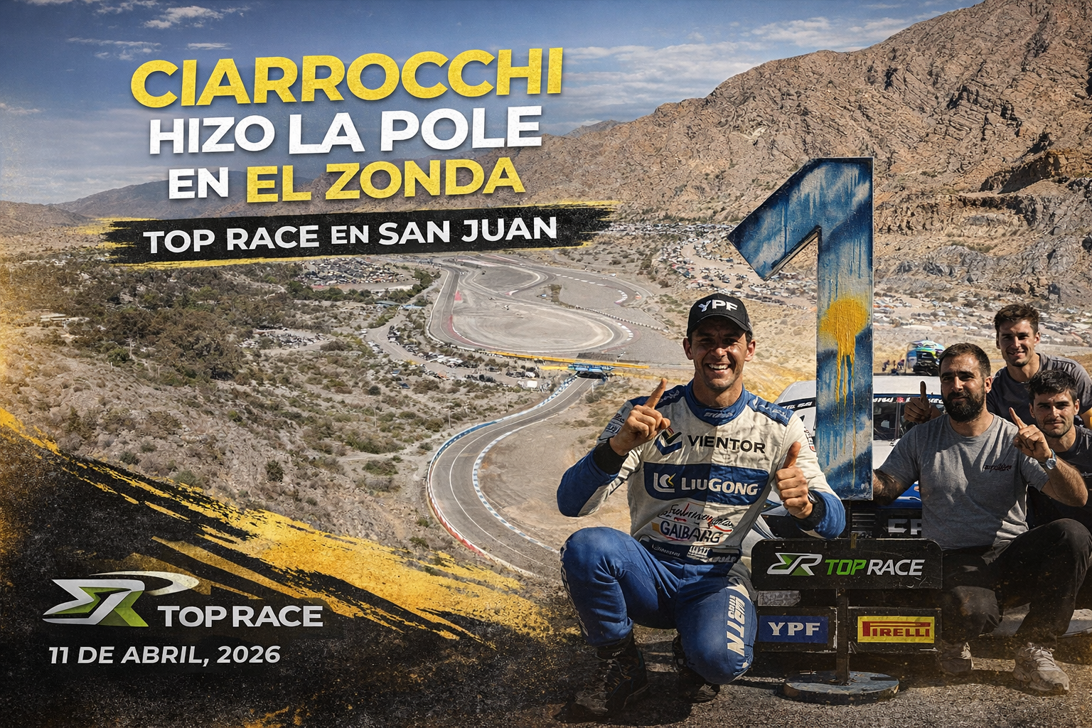 Marcelo Ciarrocchi logró la pole del Top Race en San Juan. Así fue la clasificación en El Zonda y su relación con Buenos Aires.