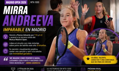 Mirra Andreeva atraviesa un gran presente en el circuito WTA: ganó en Madrid, suma una gran racha sobre polvo de ladrillo
