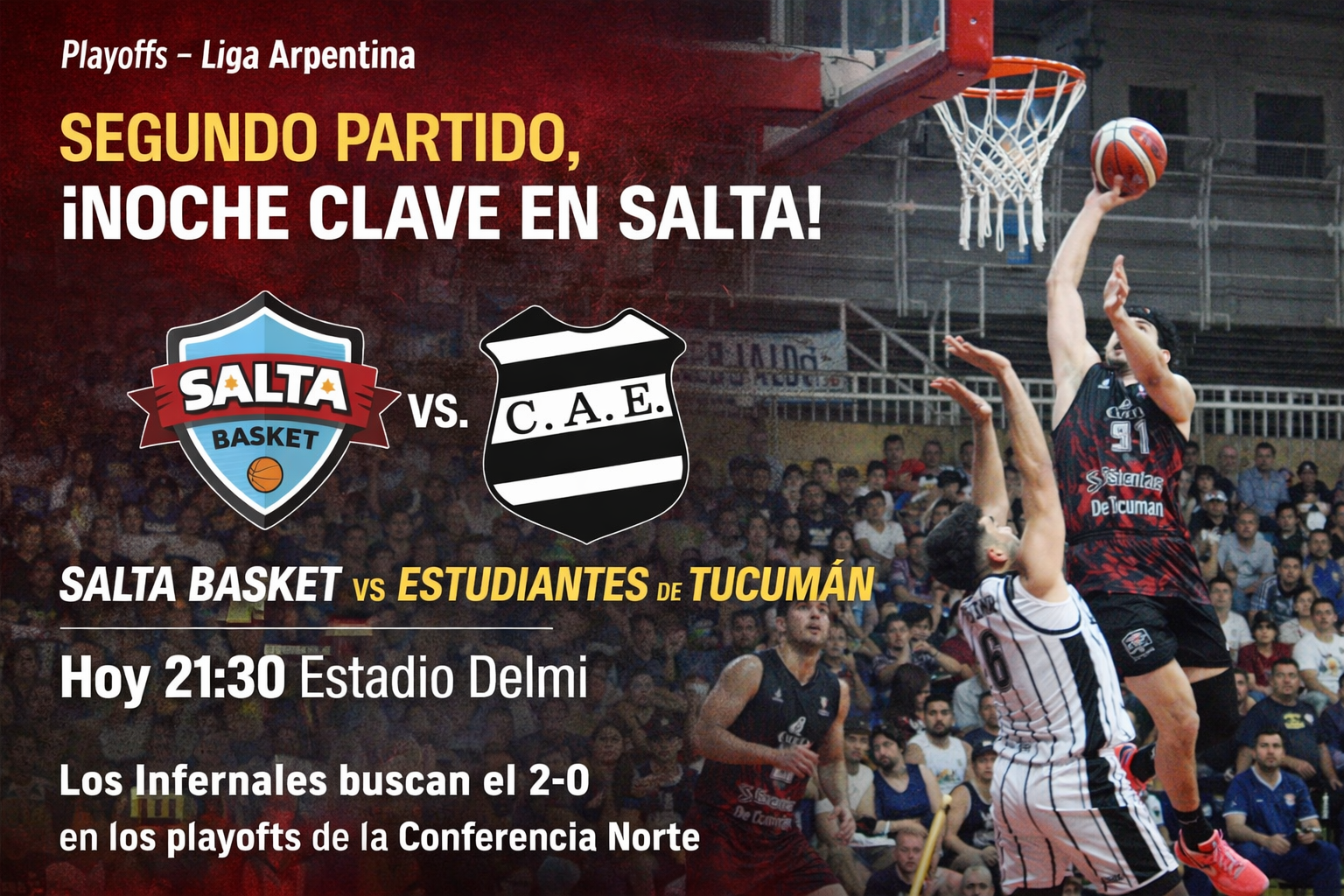 Salta Basket recibe otra vez a Estudiantes por el segundo juego de los playoffs de la Conferencia Norte, con la chance de quedar 2-0.