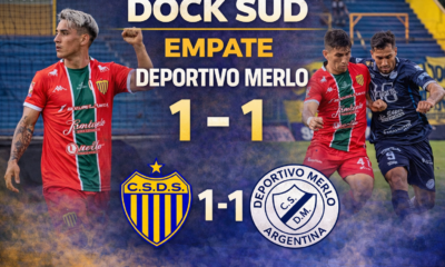 Dock Sud y Deportivo Merlo empataron 1-1 por la fecha 11 de la Primera B. Gómez marcó para el Docke y Aguerre para el Charro en el Sur.