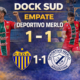 Dock Sud y Deportivo Merlo empataron 1-1 por la fecha 11 de la Primera B. Gómez marcó para el Docke y Aguerre para el Charro en el Sur.