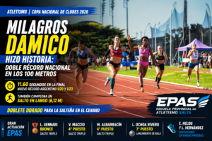 Milagros Damico hizo historia en el Cenard con doble récord nacional en los 100 metros y dos medallas de oro. Gran actuación de la EPAS