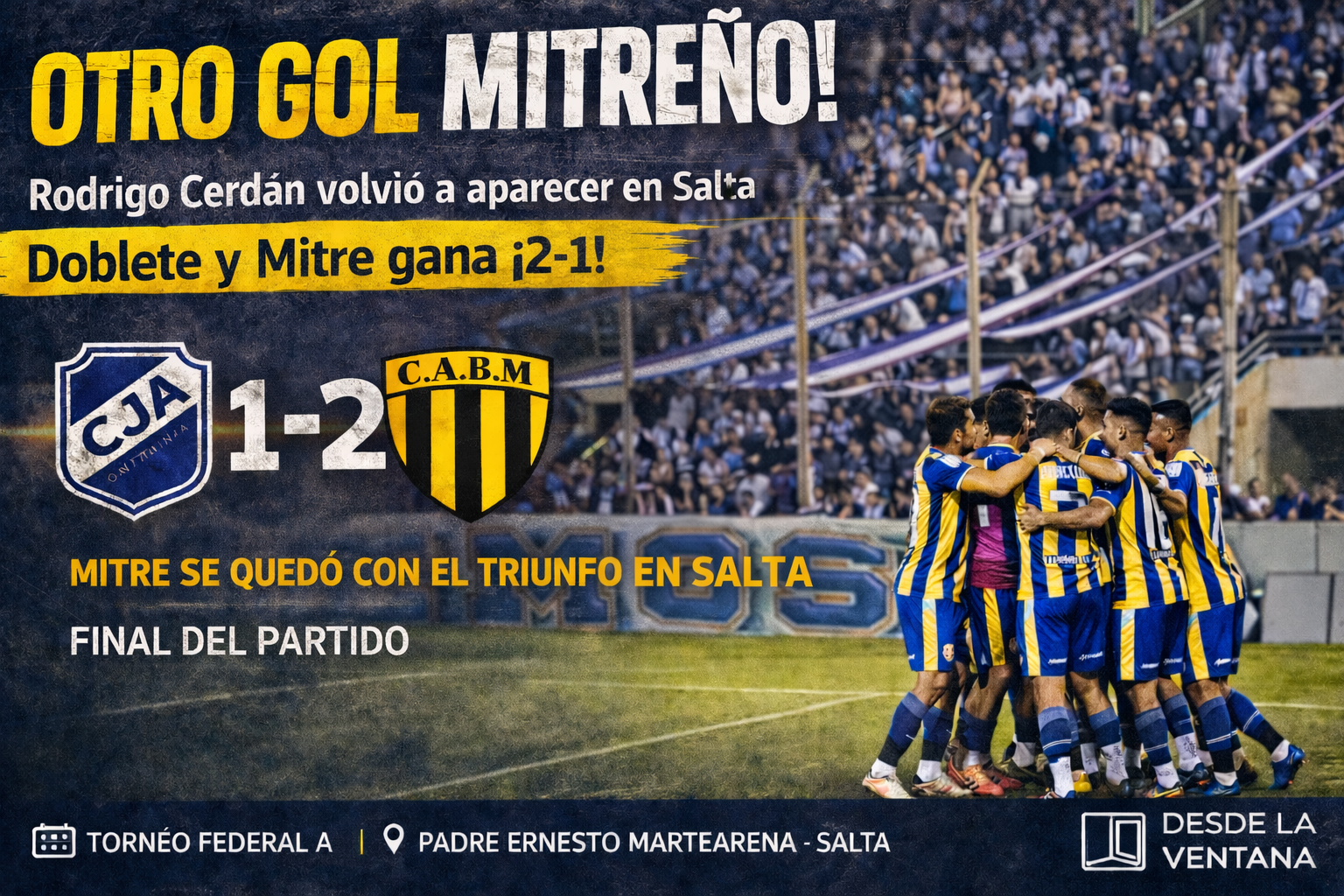 Juventud Antoniana perdió 2-1 con Bartolomé Mitre en Salta por el Federal A. El Santo falló un penal, descontó con Pedro Mune.