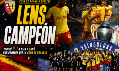 Lens derrotó 3-1 a Niza en el Stade de France y ganó por primera vez la Copa de Francia, coronando una temporada histórica.