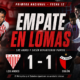 Los Andes y Colón de Santa Fe empataron 1-1 en Lomas de Zamora. Sarmiento abrió el marcador y Villarreal igualó para el Milrayitas.