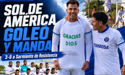 Sol de América goleó 3-0 a Sarmiento por la fecha 9 del Federal A. Bruno Di Martino y Sebastián Jiménez, con un doblete y gol olímpico