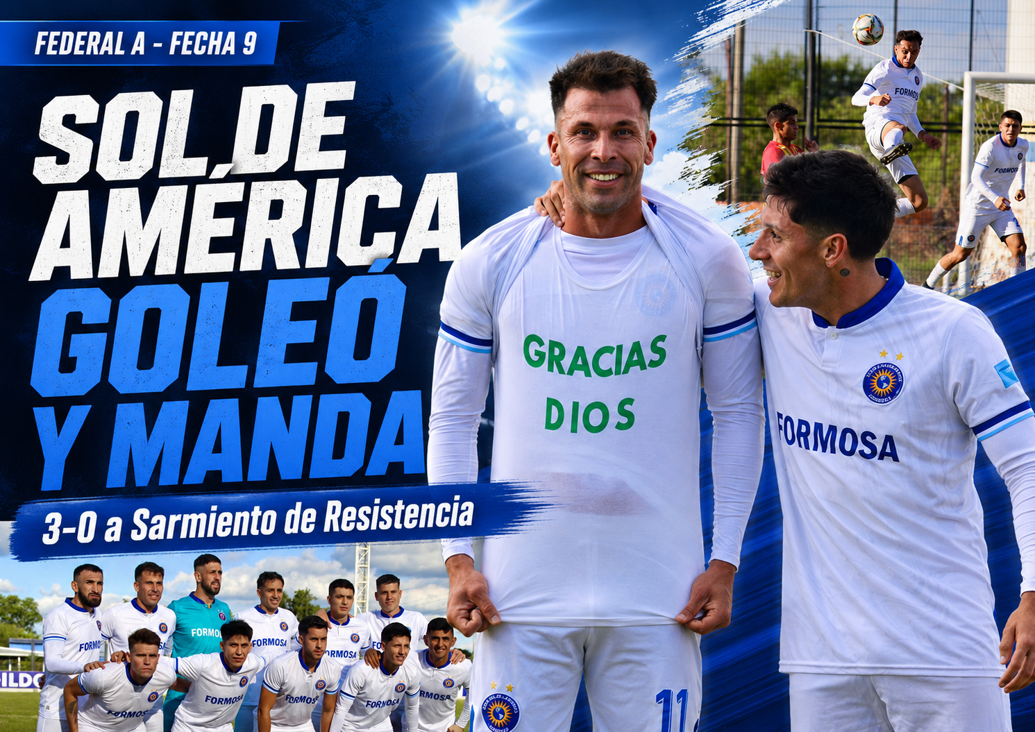 Sol de América goleó 3-0 a Sarmiento por la fecha 9 del Federal A. Bruno Di Martino y Sebastián Jiménez, con un doblete y gol olímpico
