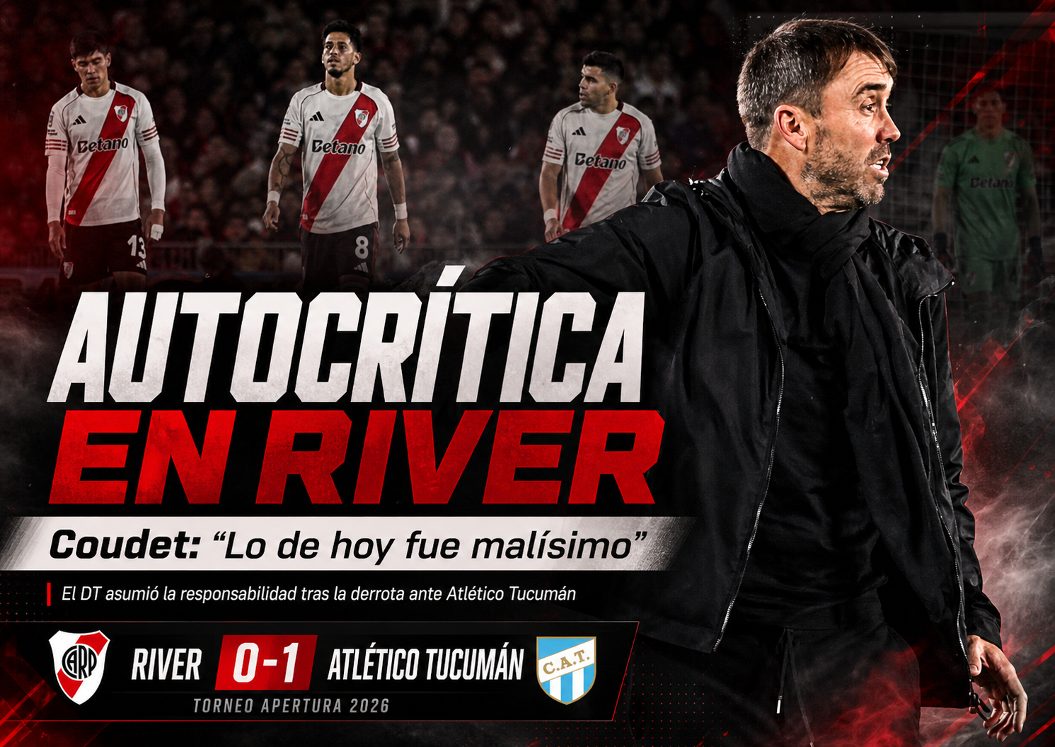 Eduardo Coudet fue muy crítico tras la derrota de River. El DT asumió la responsabilidad, dijo que el equipo está en deuda