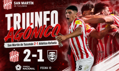 San Martín de Tucumán venció 2-1 a Atlético Rafaela por la fecha 12 de la Primera Nacional. Pons abrió el marcador y Nicolás Ferreyra selló el triunfo agónico.