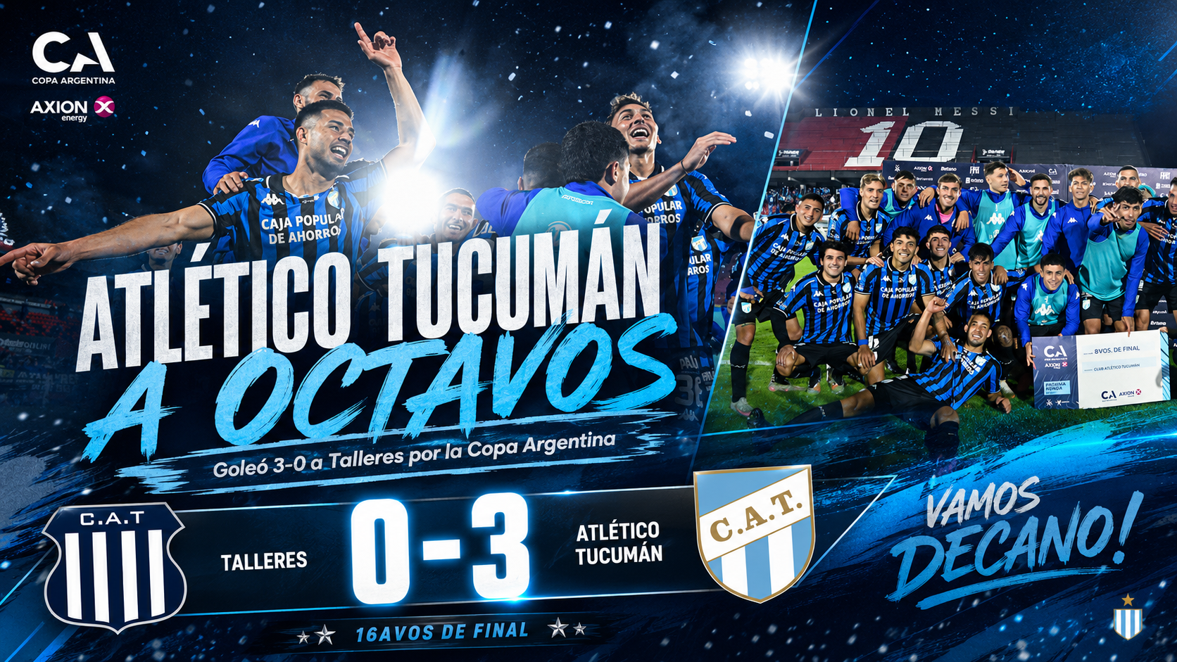 Atlético Tucumán goleó 3-0 a Talleres de Córdoba, avanzó a los octavos de final de la Copa Argentina 2026 y profundizó el mal momento