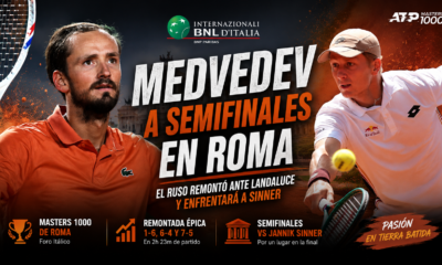 Daniil Medvedev en Roma remontó ante Martín Landaluce por 1-6, 6-4 y 7-5 y enfrentará a Jannik Sinner en semifinales.