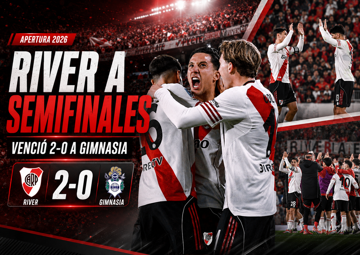 River Plate derrotó 2-0 a Gimnasia en el Monumental, con goles de Sebastián Driussi y Lucas Martínez Quarta, y avanzó a semifinales