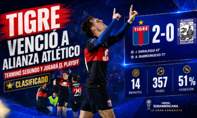 Tigre venció 2-0 a Alianza Atlético, quedó segundo en el Grupo A de la Sudamericana y jugará el repechaje tras el empate de América de Cali.