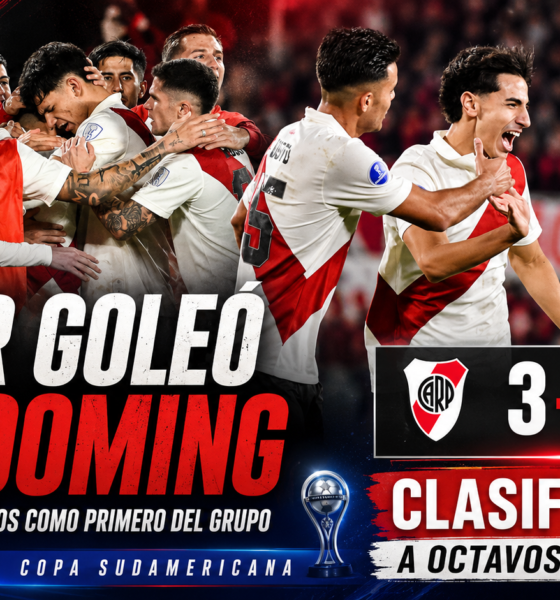 River goleó 3-0 a Blooming en el Monumental, ganó el Grupo H de la Sudamericana y avanzó directo a octavos con goles de Salas, Vera y Silva.