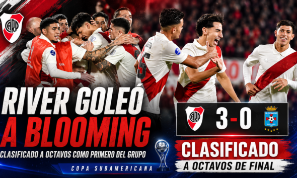 River goleó 3-0 a Blooming en el Monumental, ganó el Grupo H de la Sudamericana y avanzó directo a octavos con goles de Salas, Vera y Silva.