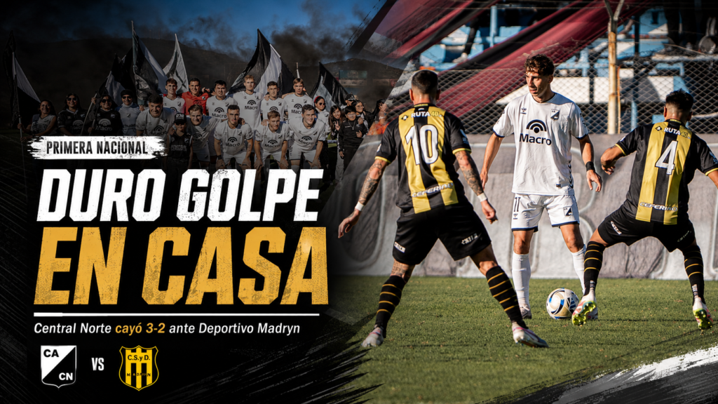Central Norte perdió 3-2 ante Deportivo Madryn por la fecha 13 de la Primera Nacional. Moravec y Ribero marcaron para el Cuervo