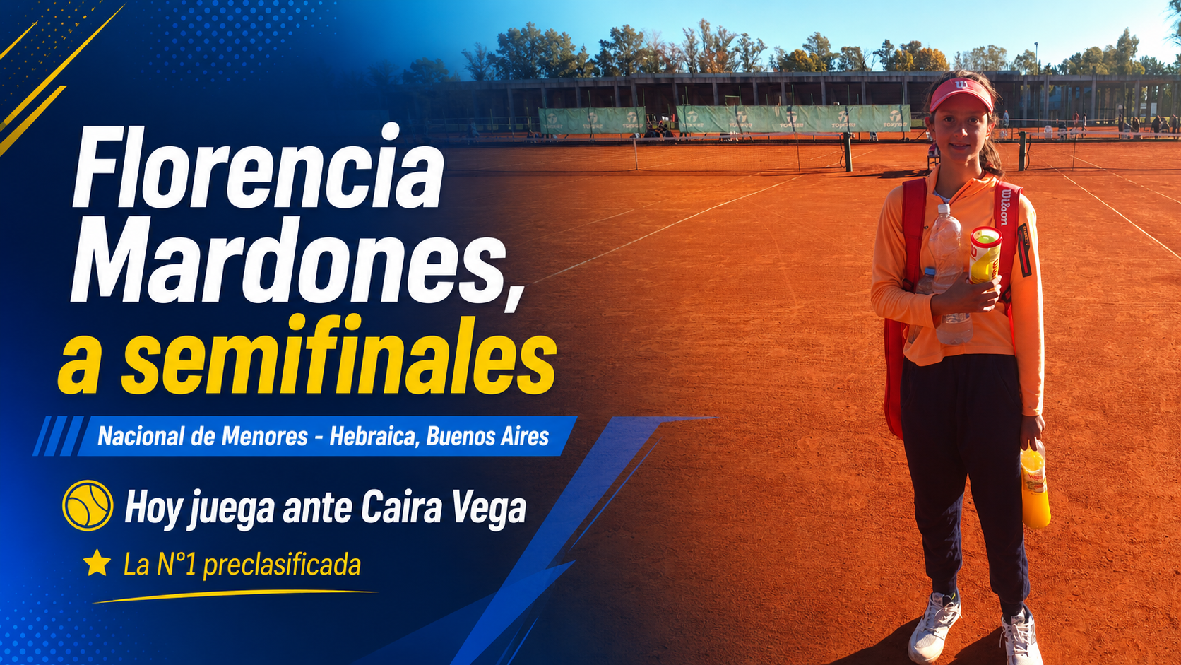 Florencia Mardones avanzó a semifinales del Nacional de Menores en Hebraica y jugará hoy ante la primera preclasificada, Caira Vega