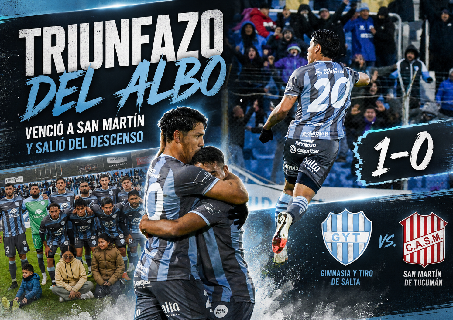 Gimnasia y Tiro venció 1-0 a San Martín de Tucumán con gol de Nicolás Contín, cortó una larga racha negativa y salió de la zona de descenso.