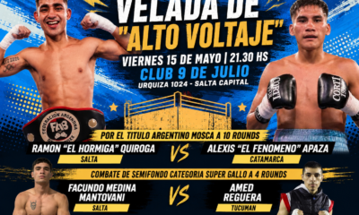 Ramón “El Hormiga” Quiroga peleará ante Alexis Apaza por el título argentino mosca en la velada de Alto Voltaje en el Club 9 de Julio.
